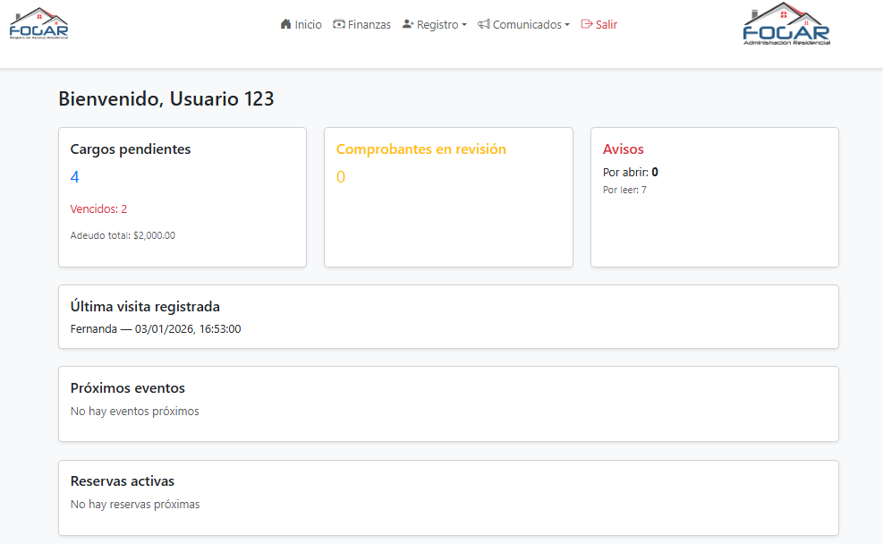 Dashboard del condómino